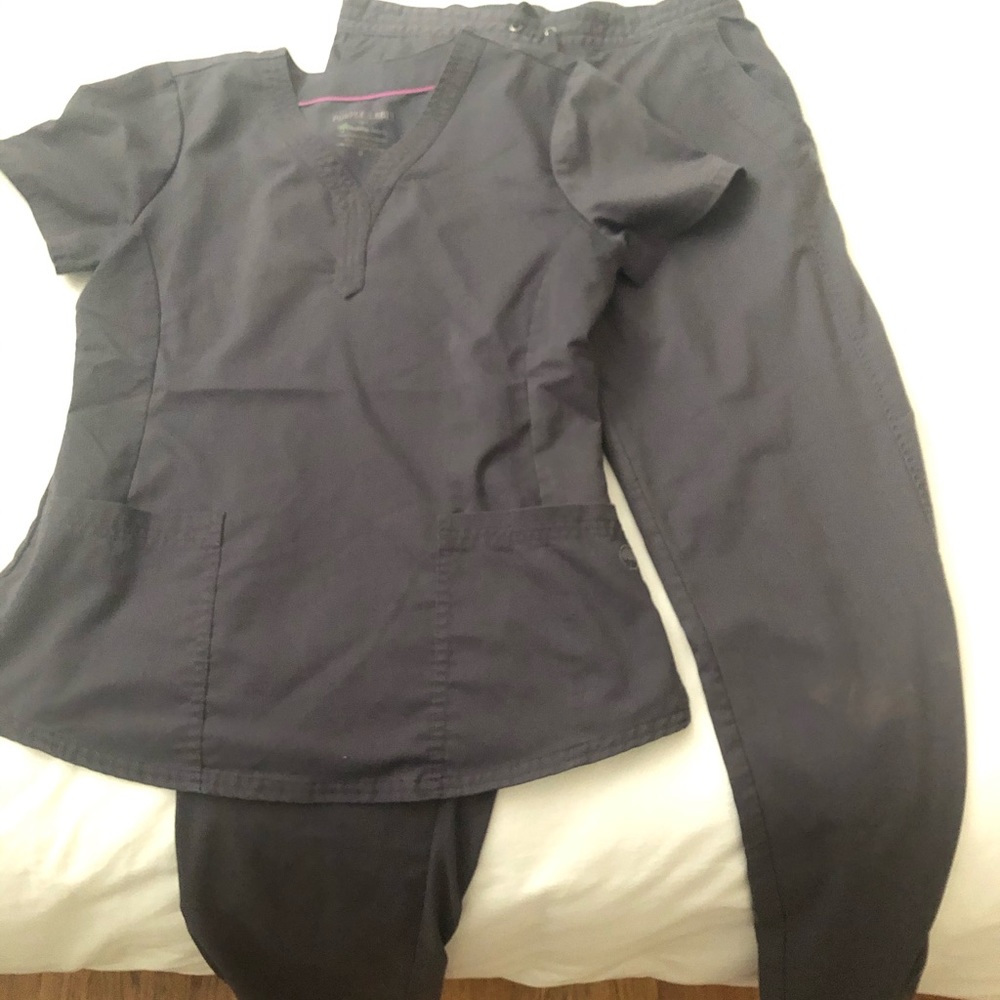 Grey Purple Label Scrub Set